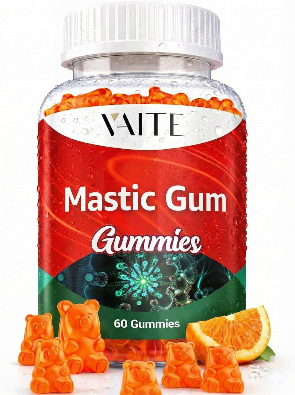 Gominolas de Mastic Gum 1000 mg - Apoyo Digestivo Natural, Resina de Pistacia Lentiscus, Vegano, Sin Gluten, 60 Gomitas