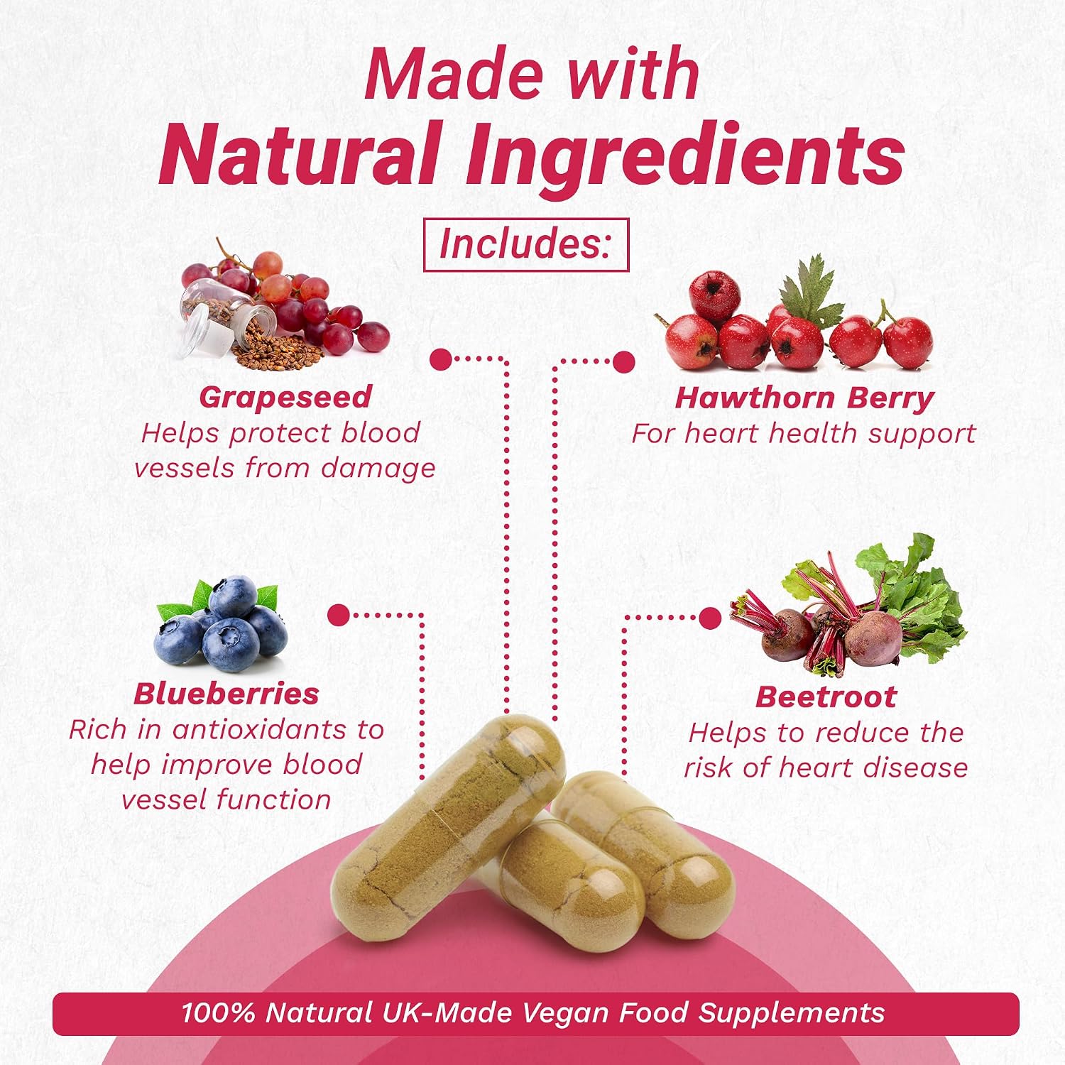 Strength & Spices Hypertensupport – 15 Ingredientes Naturales con Espino Blanco, Semillas de Uva y Bayas – 60 Cápsulas Veganas 1000mg