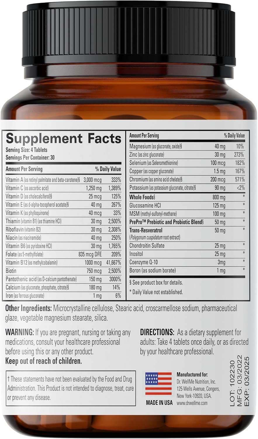 Dr. WellMe Nutrition MultiWell Multivitaminas para Adultos 120 Comprimidos