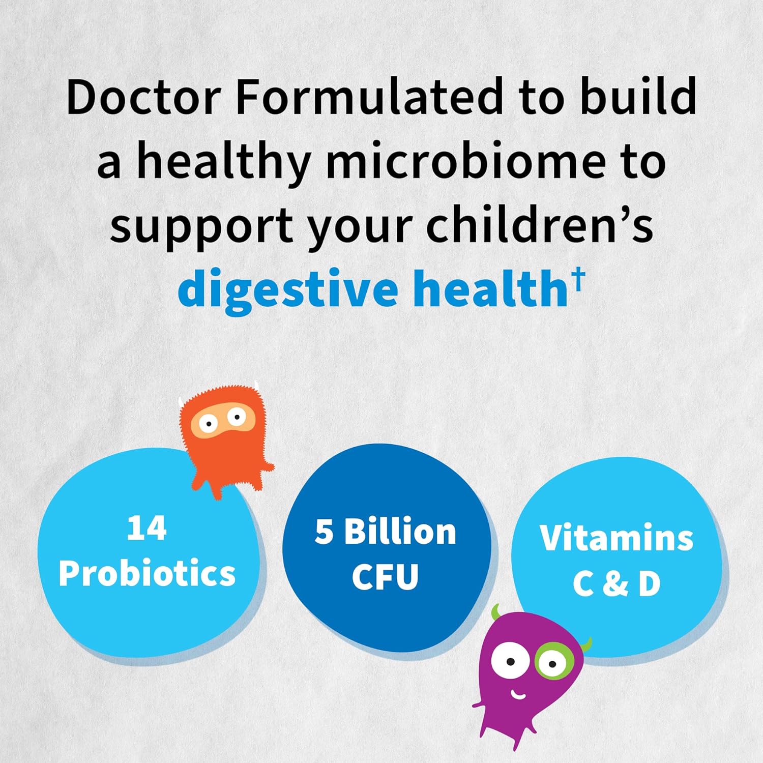 Garden of Life Dr. Formulated Probiotics Organic Kids+ - Probióticos para Niños con Fibra Prebiótica y Vitaminas C y D - Sabor Bayas Cereza, 30 Gomitas