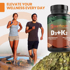 EarthNutri Vitamina D3 + K2 5000 UI con MenaQ7 y Aquamin, 60 Cápsulas