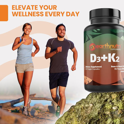 EarthNutri Vitamina D3 + K2 5000 UI con – El funcionamiento normal del sistema inmunitario. – Image 5