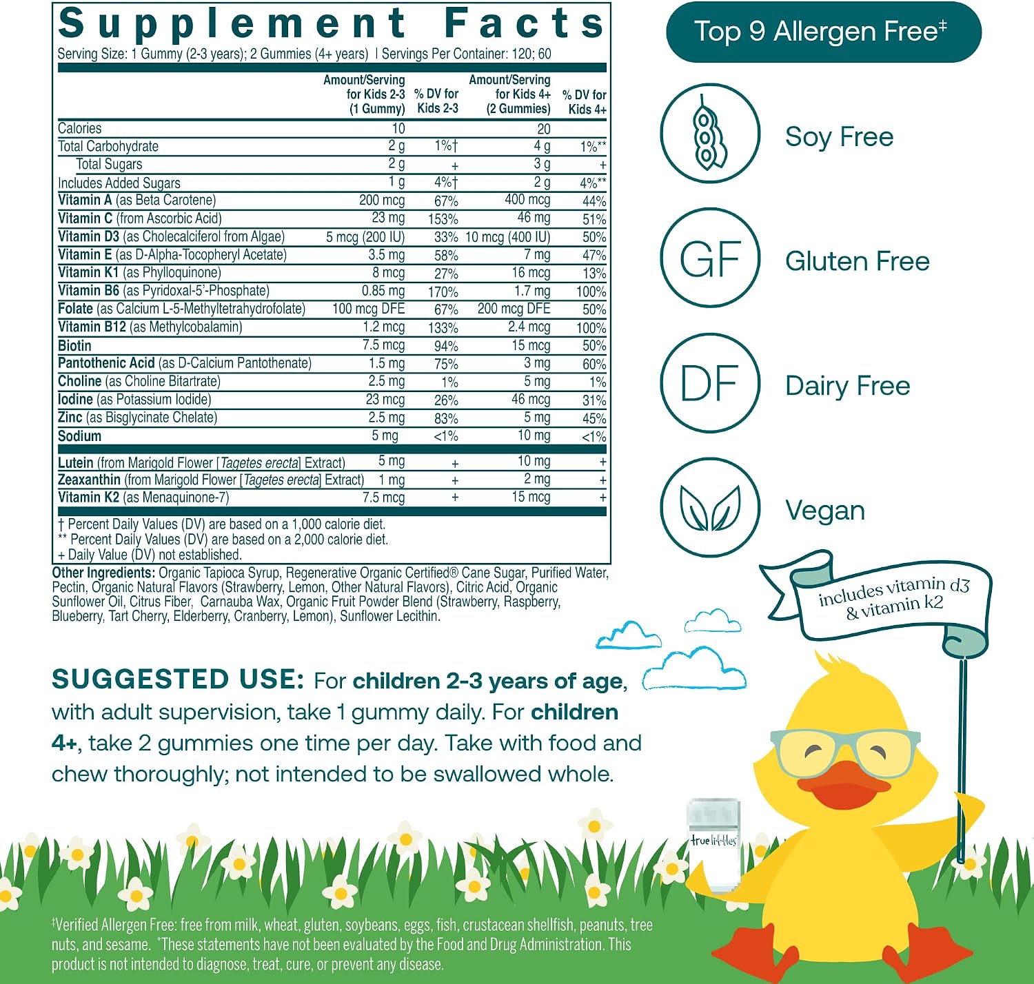 True Grace True Littles Daily Kids Multi - 120 gominolas de pectina - Multivitamínico infantil