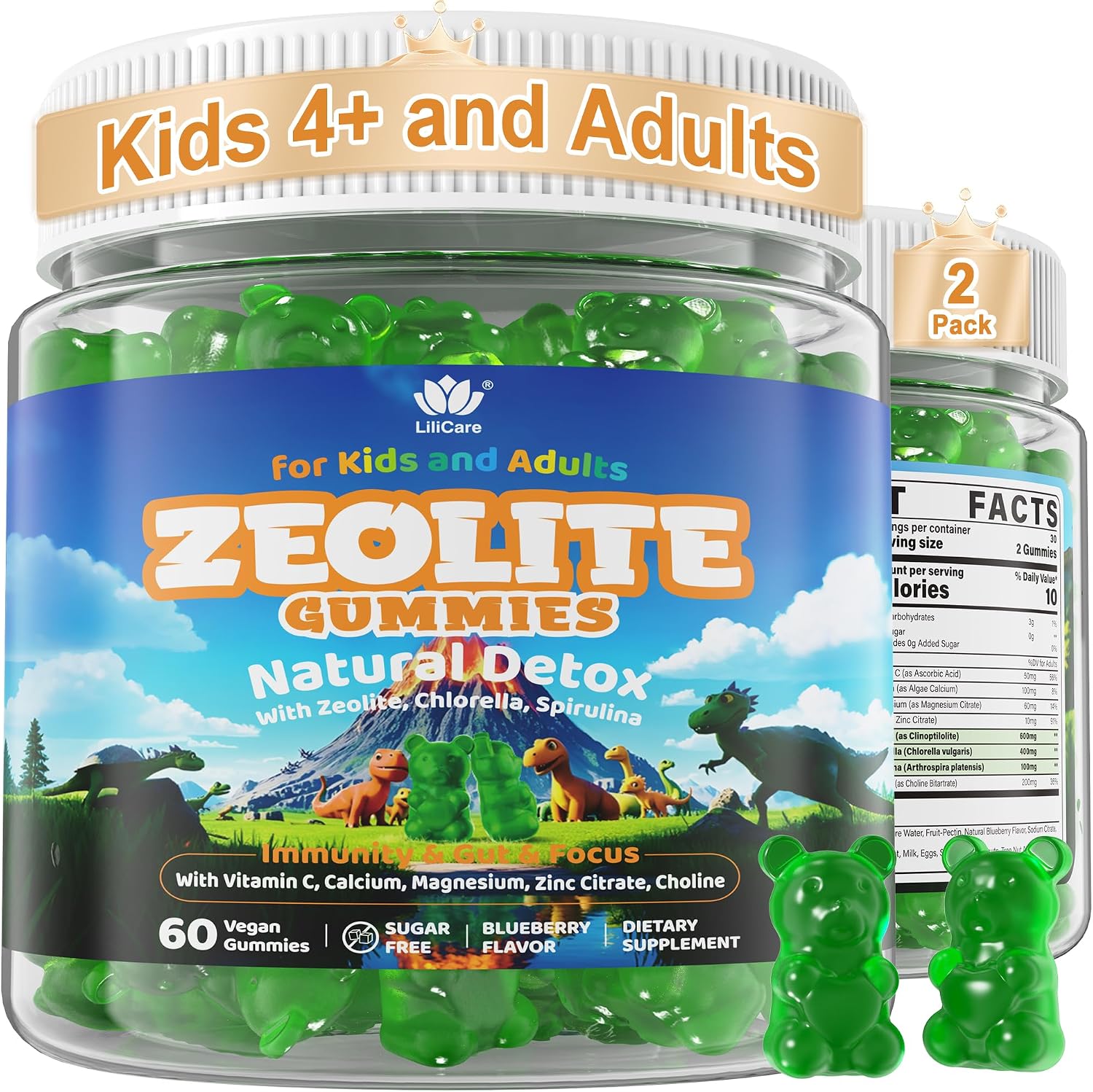 Zeolite Detox Gummies - LILICARE - Gominolas Detox para Niños y Adultos - 120 unidades