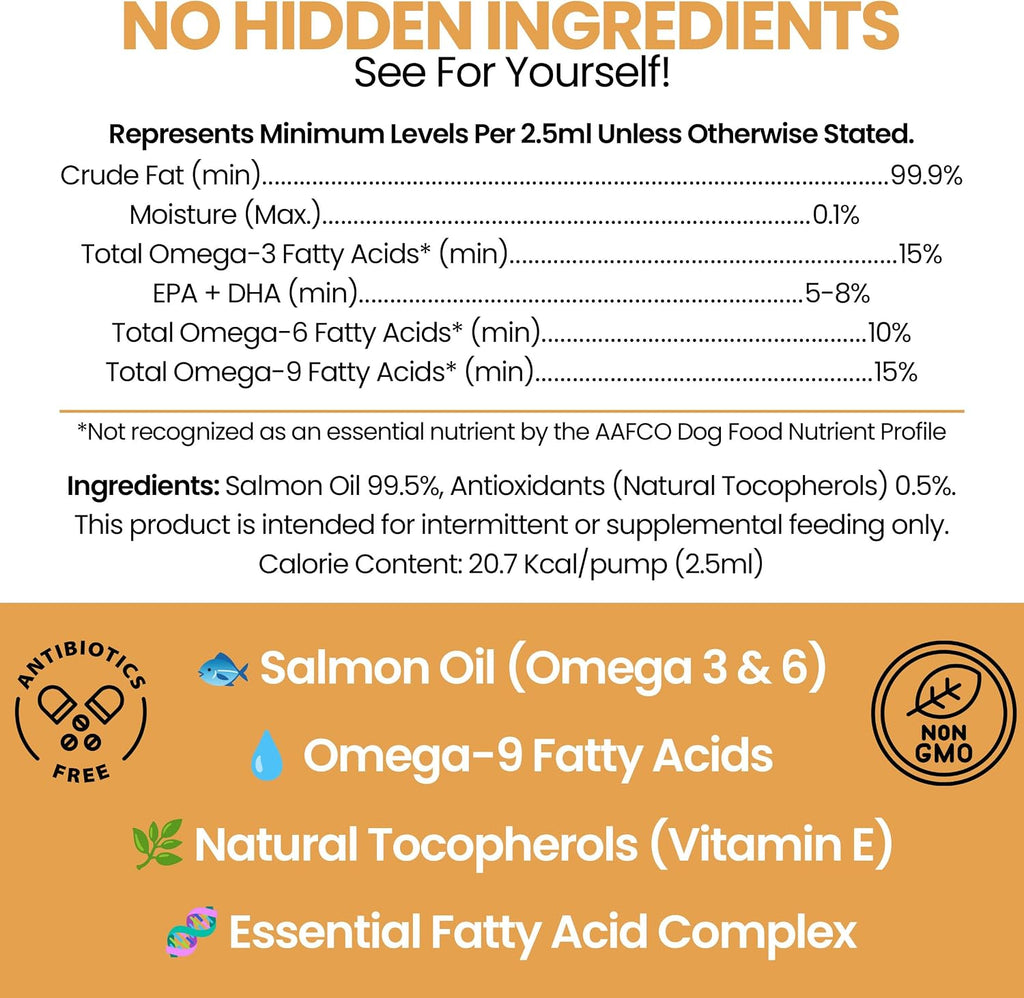 Aceite de Salmón para Perros - Suplemento de Omega 3 Noruego - 236 ml