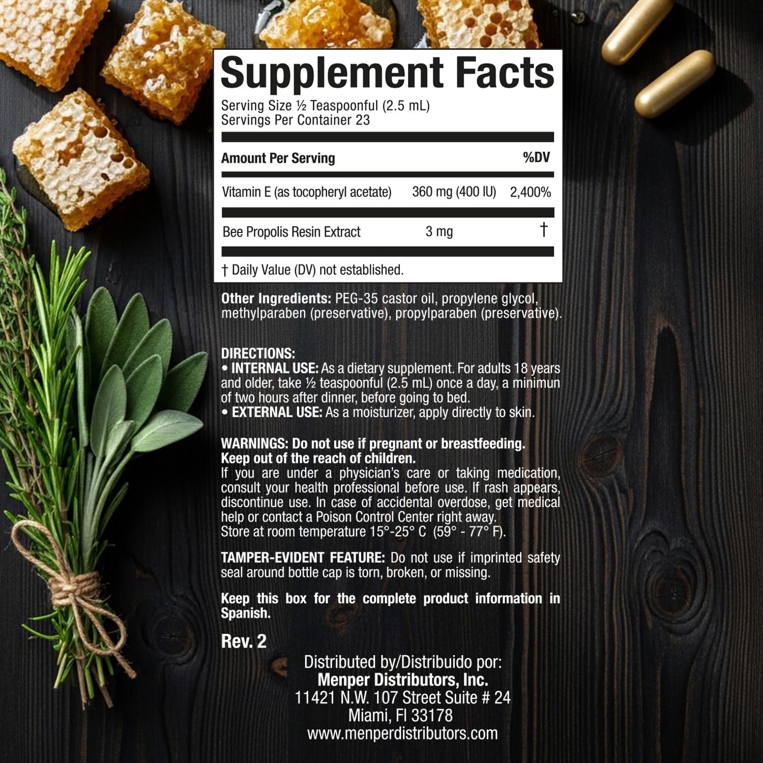 Extracto Líquido de Propóleo de Abeja con Vitamina E - 2 Pack