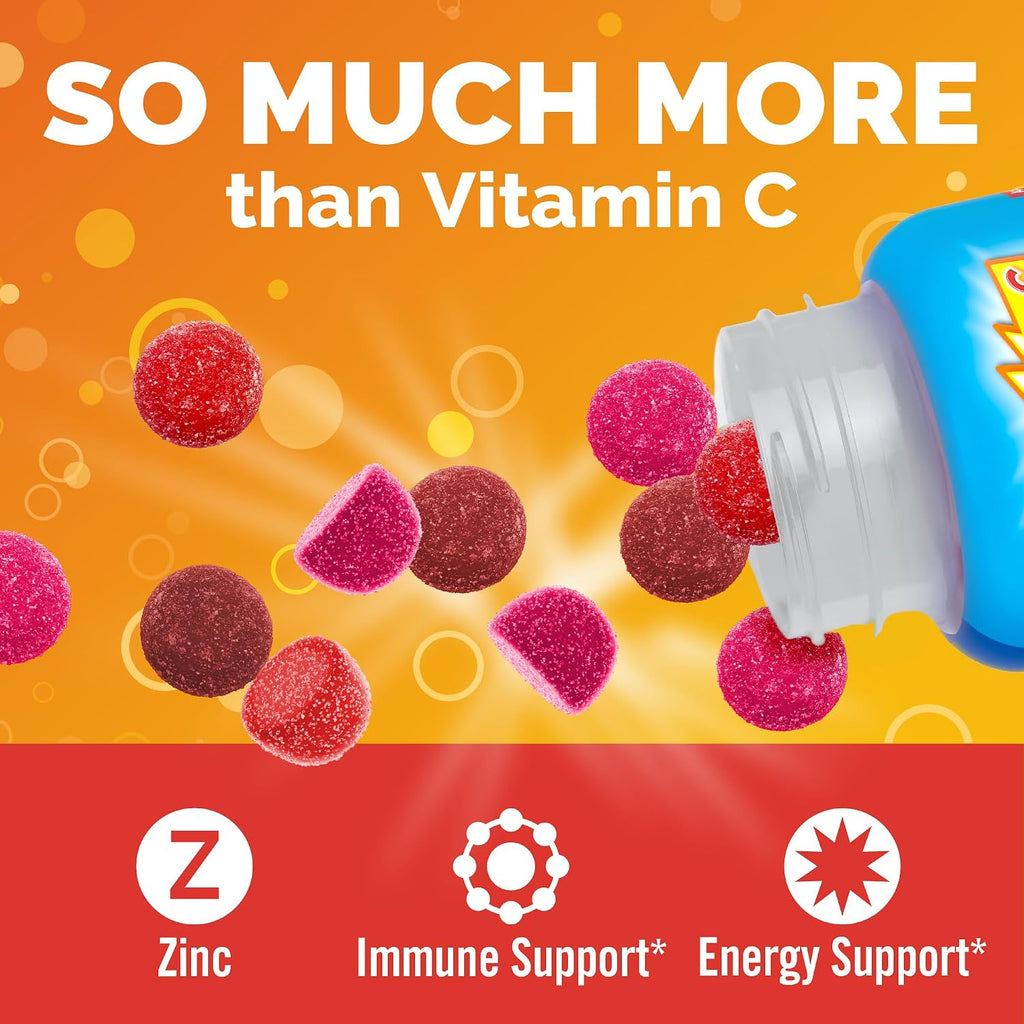 Emergen-C Kidz Gomitas de Apoyo Inmunitario con Vitamina C y B, Sabor Berry Bash, 44 uds