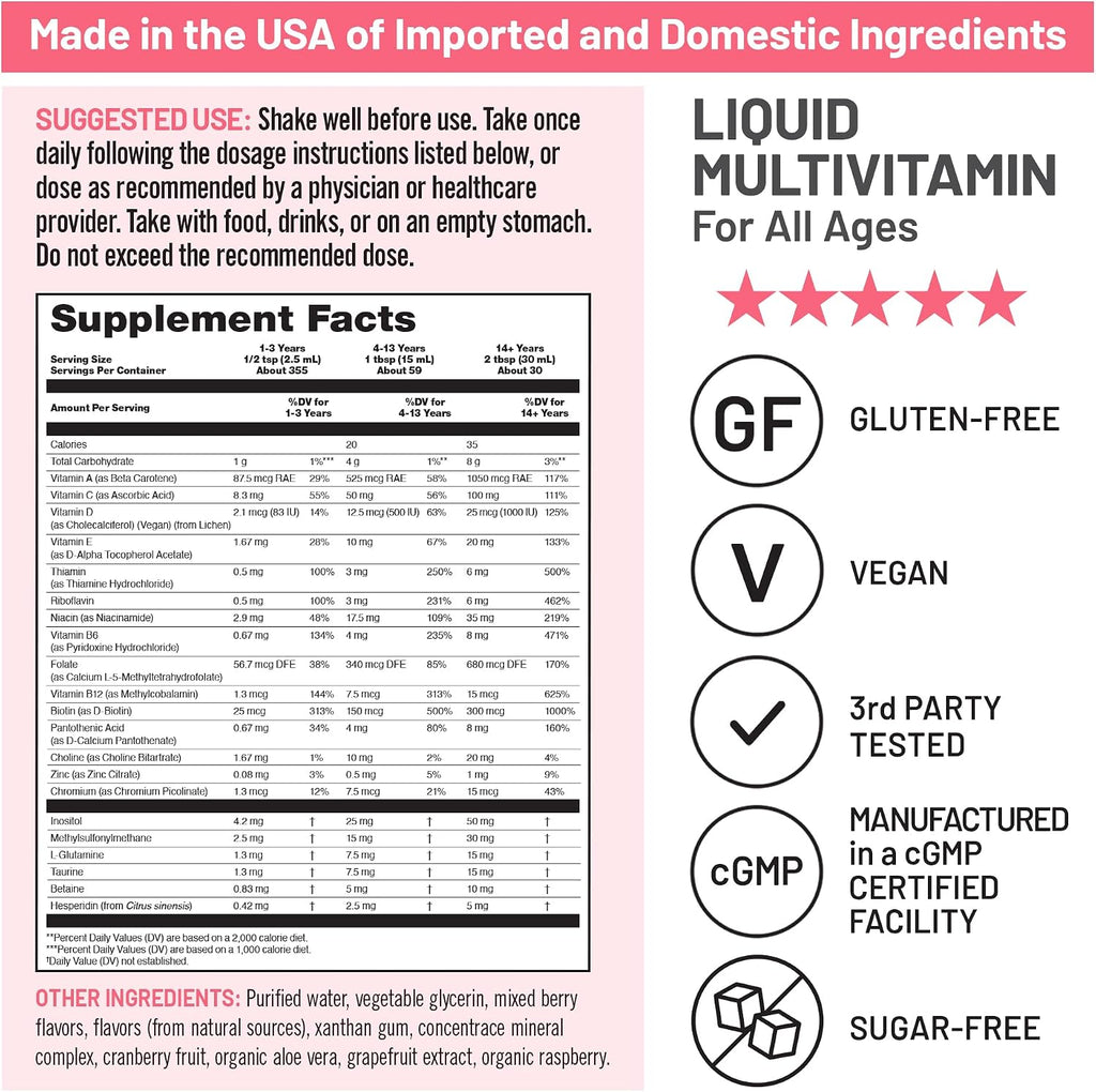 NatureWise Multivitamínico Líquido - Sin Azúcar, Vegano - 887 ml
