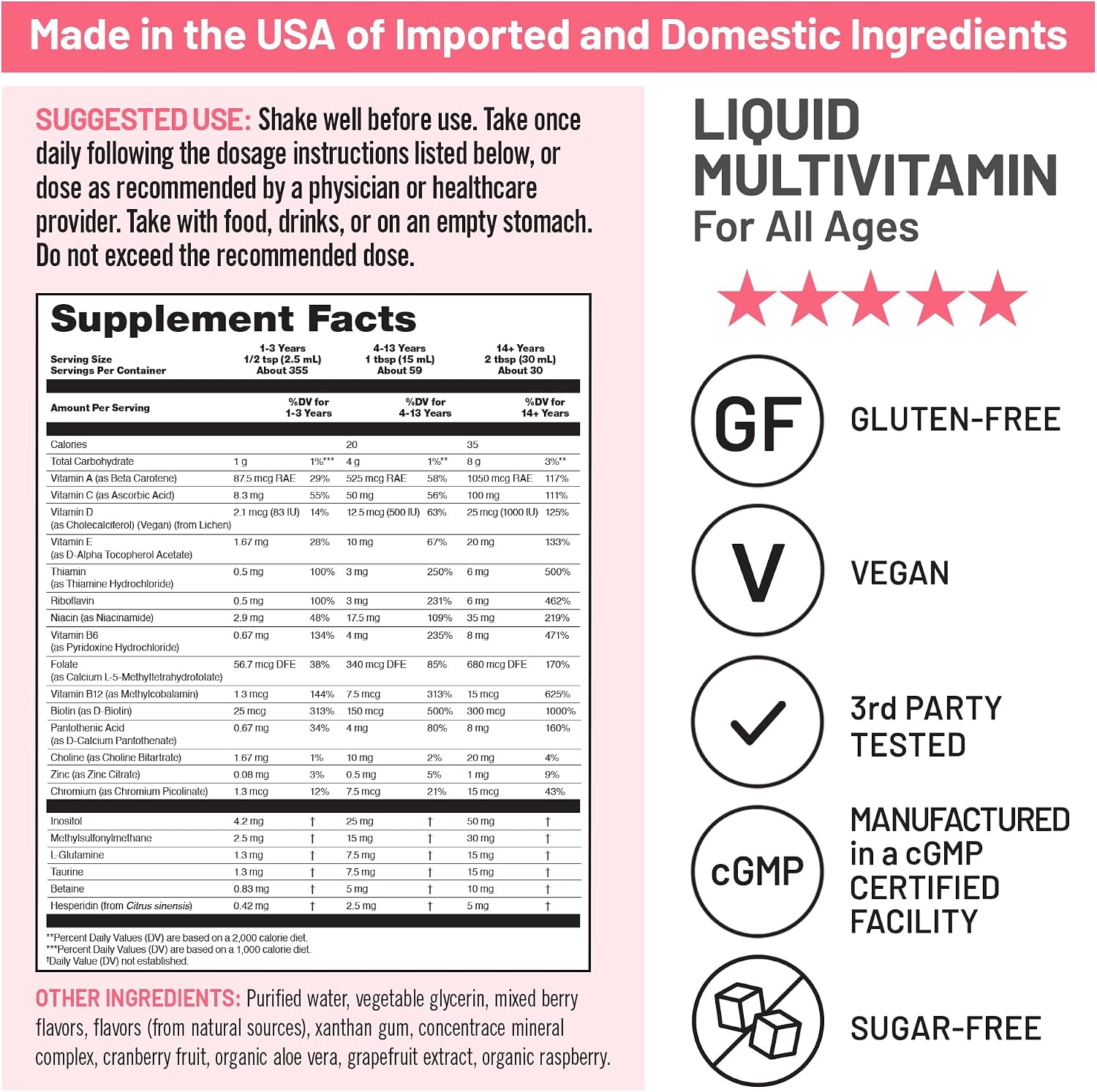 NatureWise Multivitamínico Líquido - Sin Azúcar, Vegano - 887 ml
