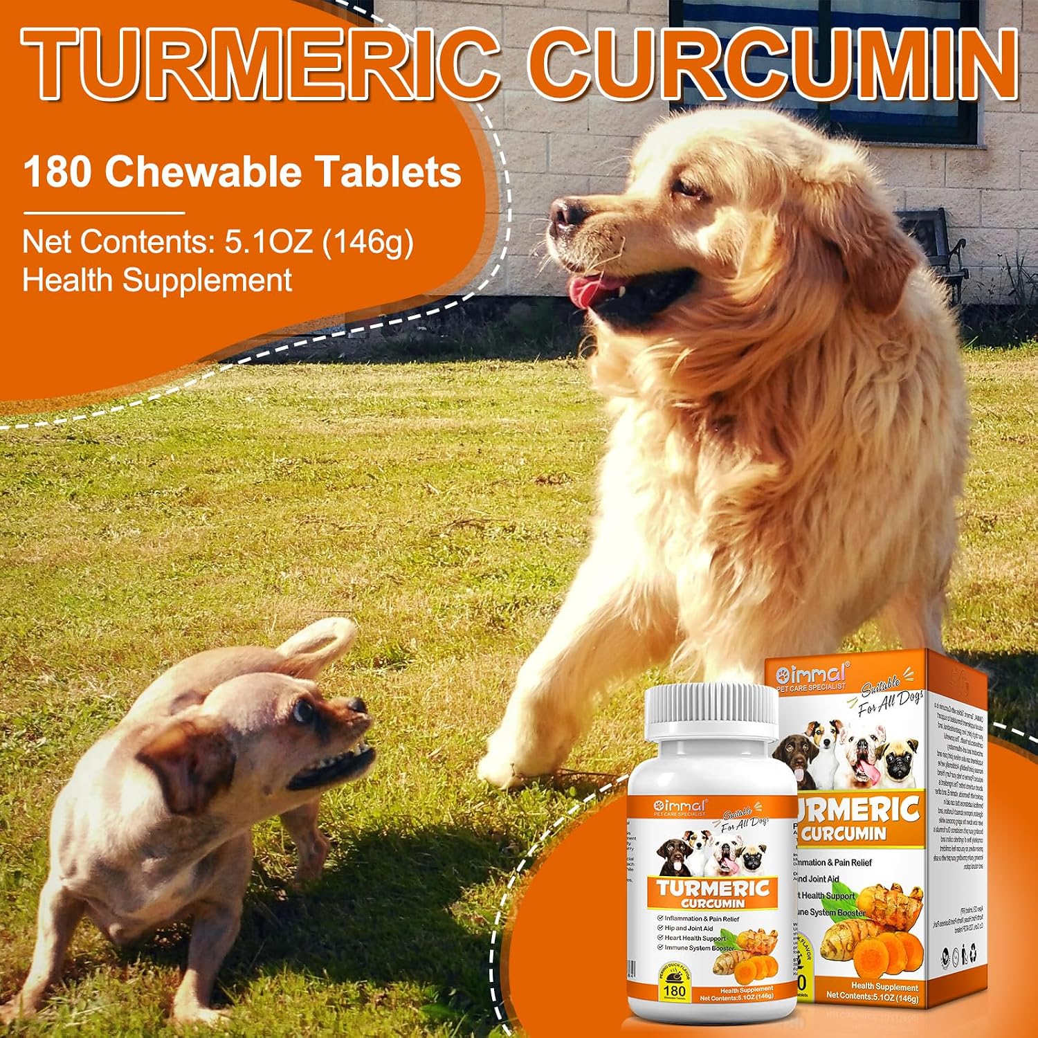 Cúrcuma para Perros, 180 Comprimidos de Cúrcuma Curcumina - ALIVO
