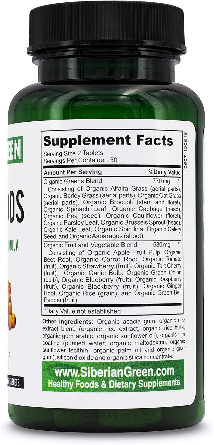 Siberian Green 28 Superfoods Orgánicos - 60 Comprimidos