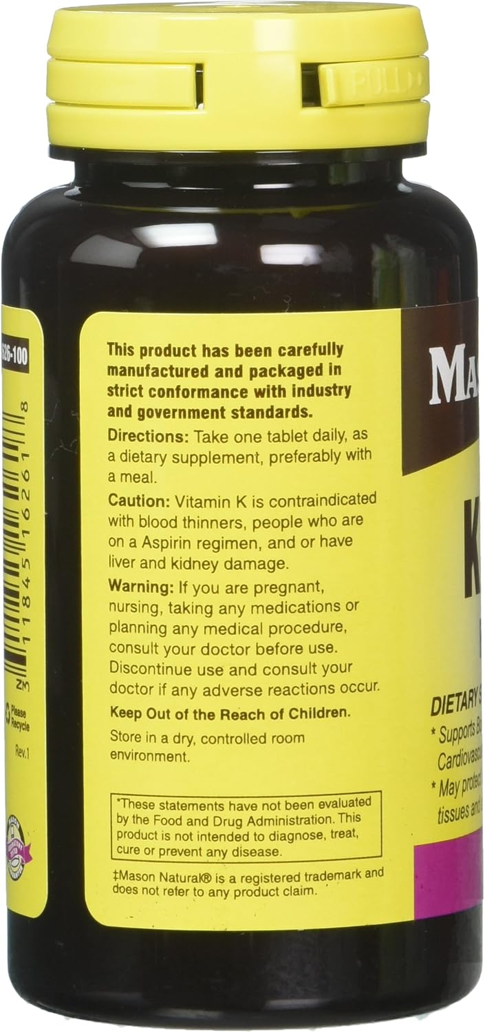 Mason Natural Vitamina K2 100 mcg + D3 1000 UI, 300 comprimidos (3 envases)