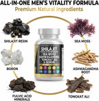 Shilajit para Hombres - Complejo con Sea Moss, Tongkat Ali, Ashwagandha y CoQ10 - 90 Cápsulas
