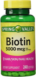 Spring Valley Biotina 5000 mcg, 240 cápsulas blandas