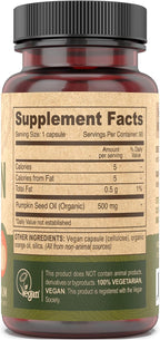 DEVA Nutrition Aceite de Semilla de Calabaza Vegano 500 mg, Prensado en Frío y Sin Refinar - 90 Cápsulas