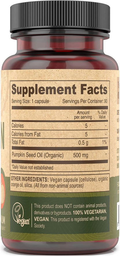 DEVA Nutrition Aceite de Semilla de Calabaza Vegano 500 mg, Prensado en Frío y Sin Refinar - 90 Cápsulas – Image 1