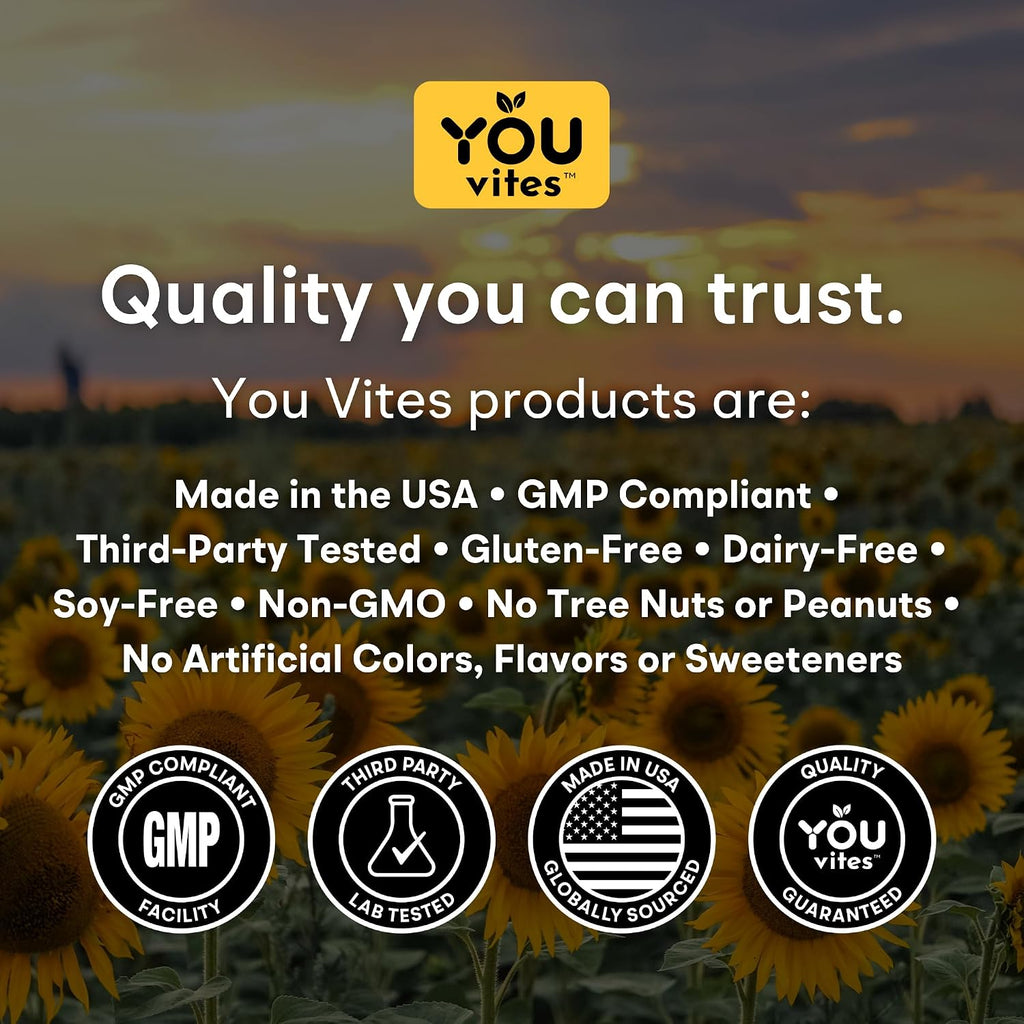 You Vites Vitamina D3 + K2 - Máxima Absorción, 5000 UI D3 y 100 mcg K2 MK-7 con BioPerine - Apoyo Óseo, Cardíaco e Inmunológico - No Transgénico, Sin Gluten - 90 Cápsulas