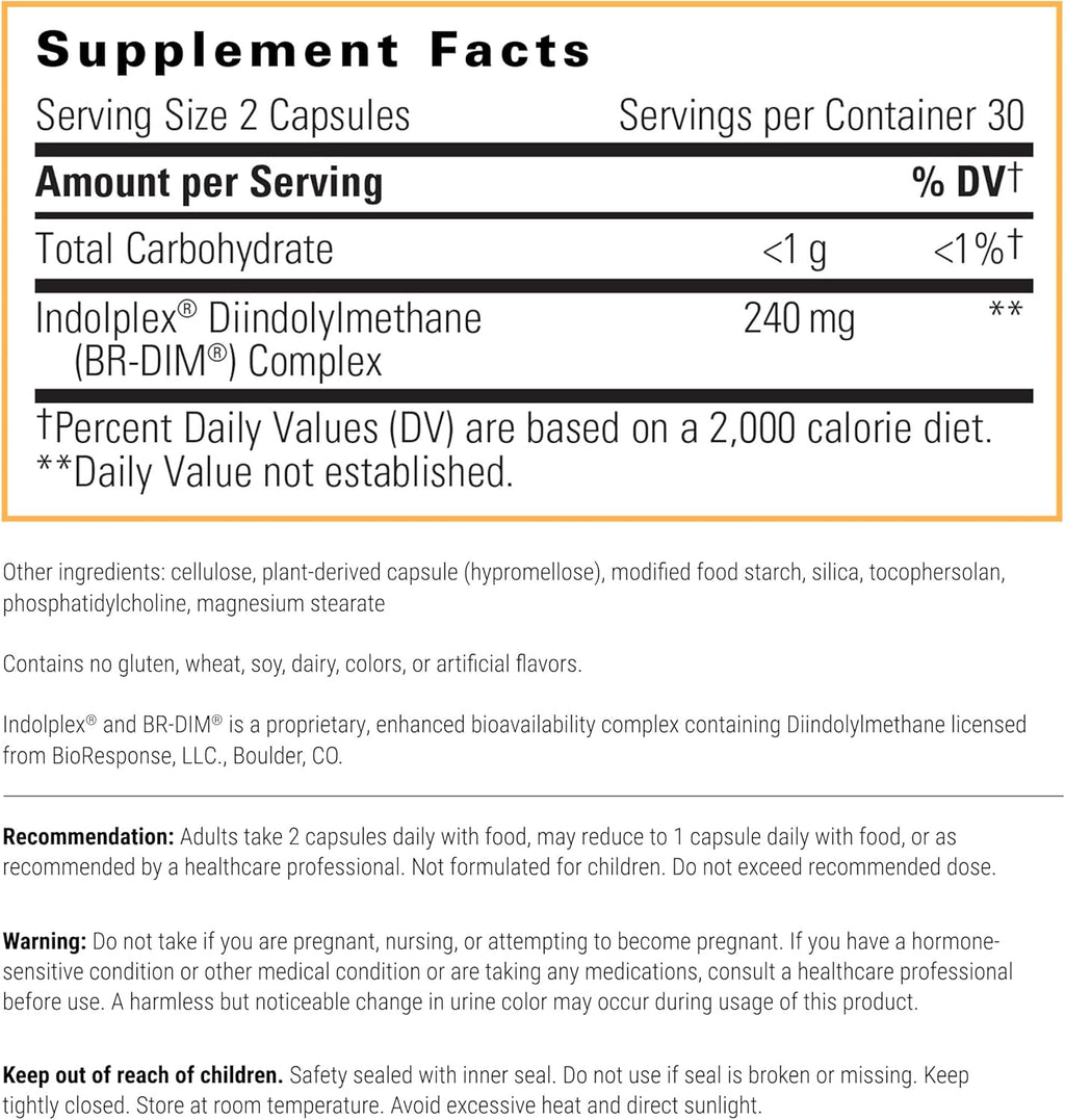 Integrative Therapeutics Indolplex – DIM Biodisponible 240 mg para el Equilibrio Hormonal – 60 Cápsulas