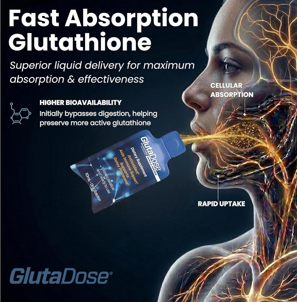 GlutaDose Suplemento Líquido de Glutatión con Acerola y Zinc, Sabor Limón-Arándano, 30 Viales