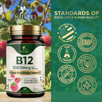 Vitamina B12 1000 mcg Metilcobalamina Comprimidos Masticables - Nature's Nutrition