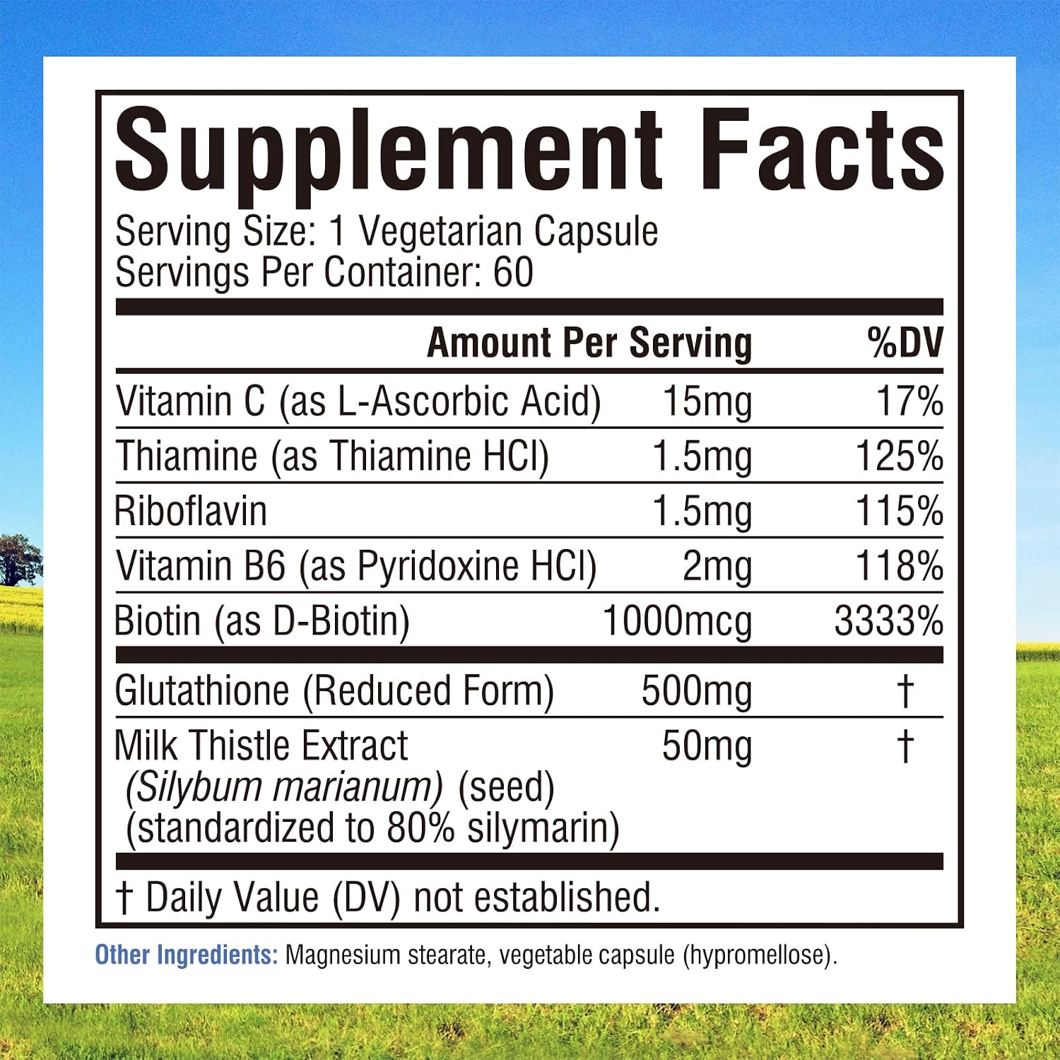 Innate Vitality Glutatión 500mg con Cardo Mariano, Vitamina C y Complejo B - 60 Cápsulas