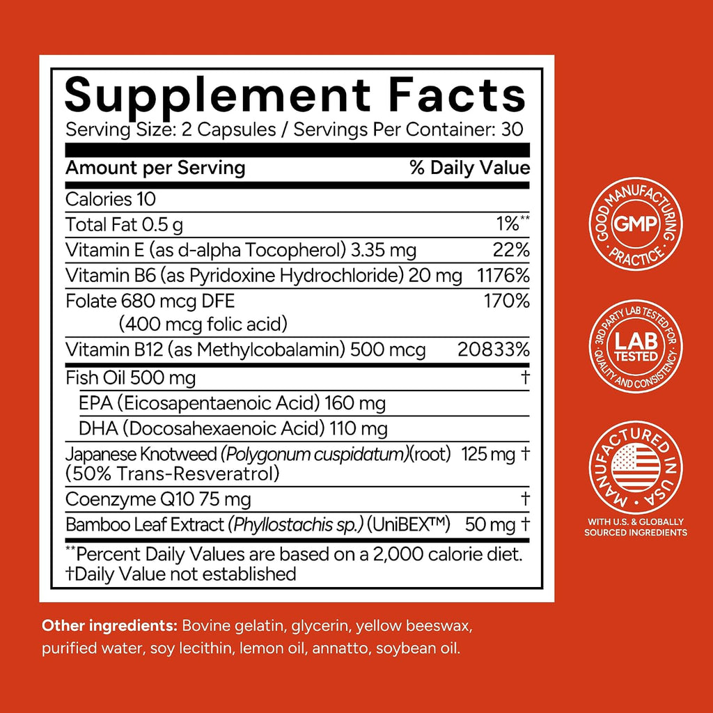 Univera Rhythmatix, Salud Cardiovascular, Circulación y Venas, Omega-3, Coenzima Q10, Vitaminas B6 y B12, 60 cápsulas blandas (30 días)