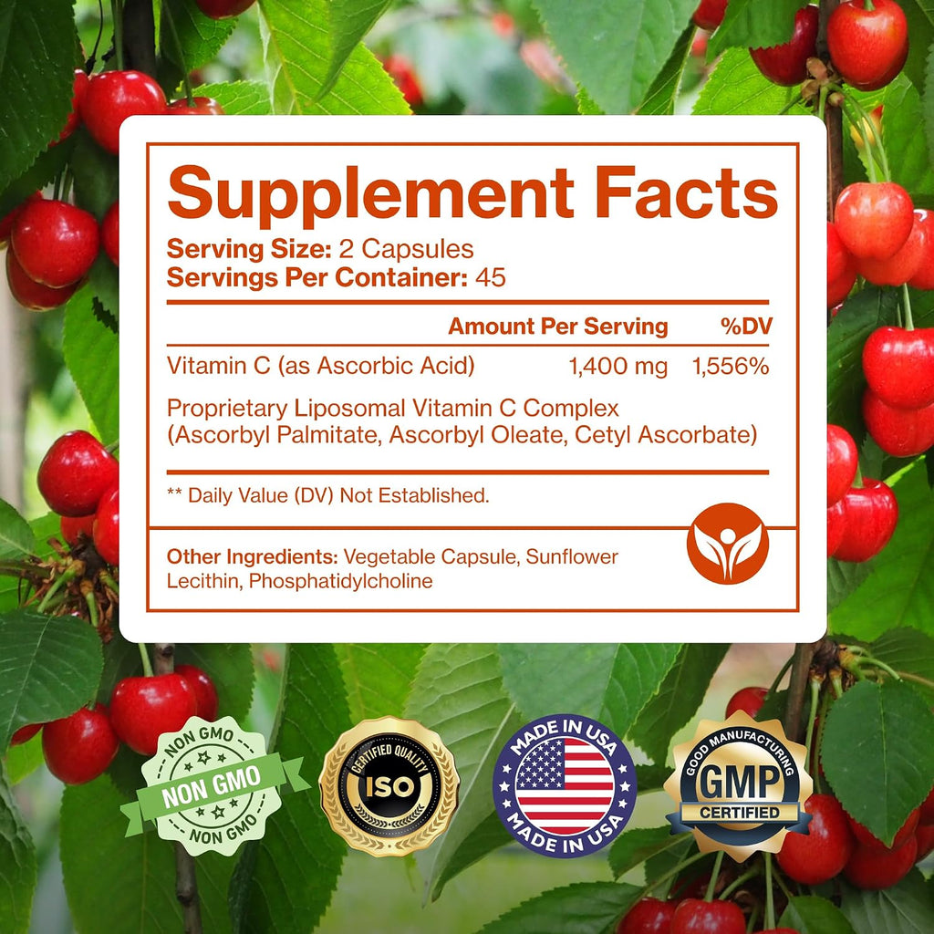 Pure Micronutrients Vitamina C Liposomal - 1400 mg por dosis - 90 Cápsulas