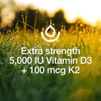 Fresh Nutrition Vitamina D3 + K2 Vegana - 5000 UI D3 + 100mcg K2 como MK-7 - 90 Cápsulas
