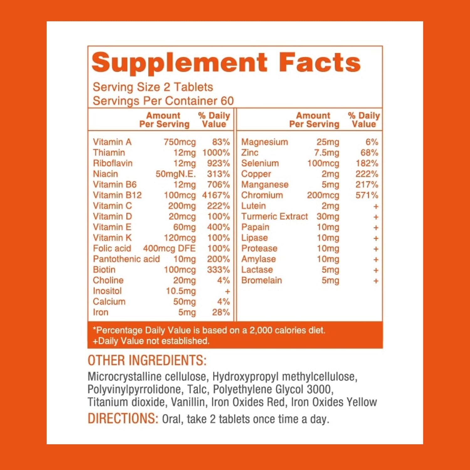 LOVITA Multivitamínico Premium para Adultos 30+ con Enzimas, Cúrcuma y Apoyo Nutricional Integral - 120 Comprimidos Vegetarianos