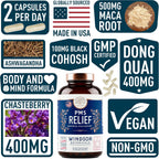 Suplemento para el Síndrome Premenstrual con Chasteberry, Maca y Ashwagandha - Alivio del Período, Hinchazón, Apoyo al Estado de Ánimo, Equilibrio Hormonal - 60 Cápsulas Veganas