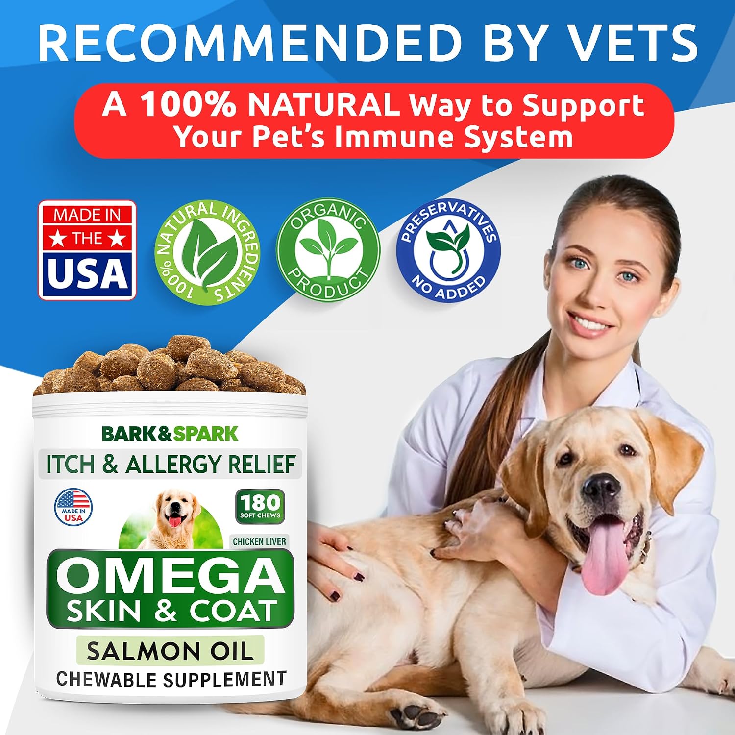BARK&SPARK Pack de 2 Omega 3 para Perros - 360 Chews de Salmón