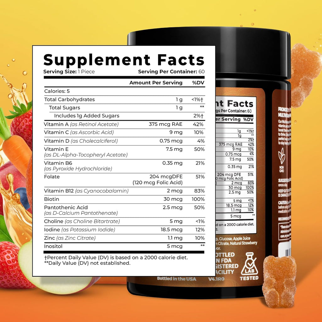 ELICORE Gominolas Multivitamínicas para Niños - 12 en 1 - 2 Meses de Suministro
