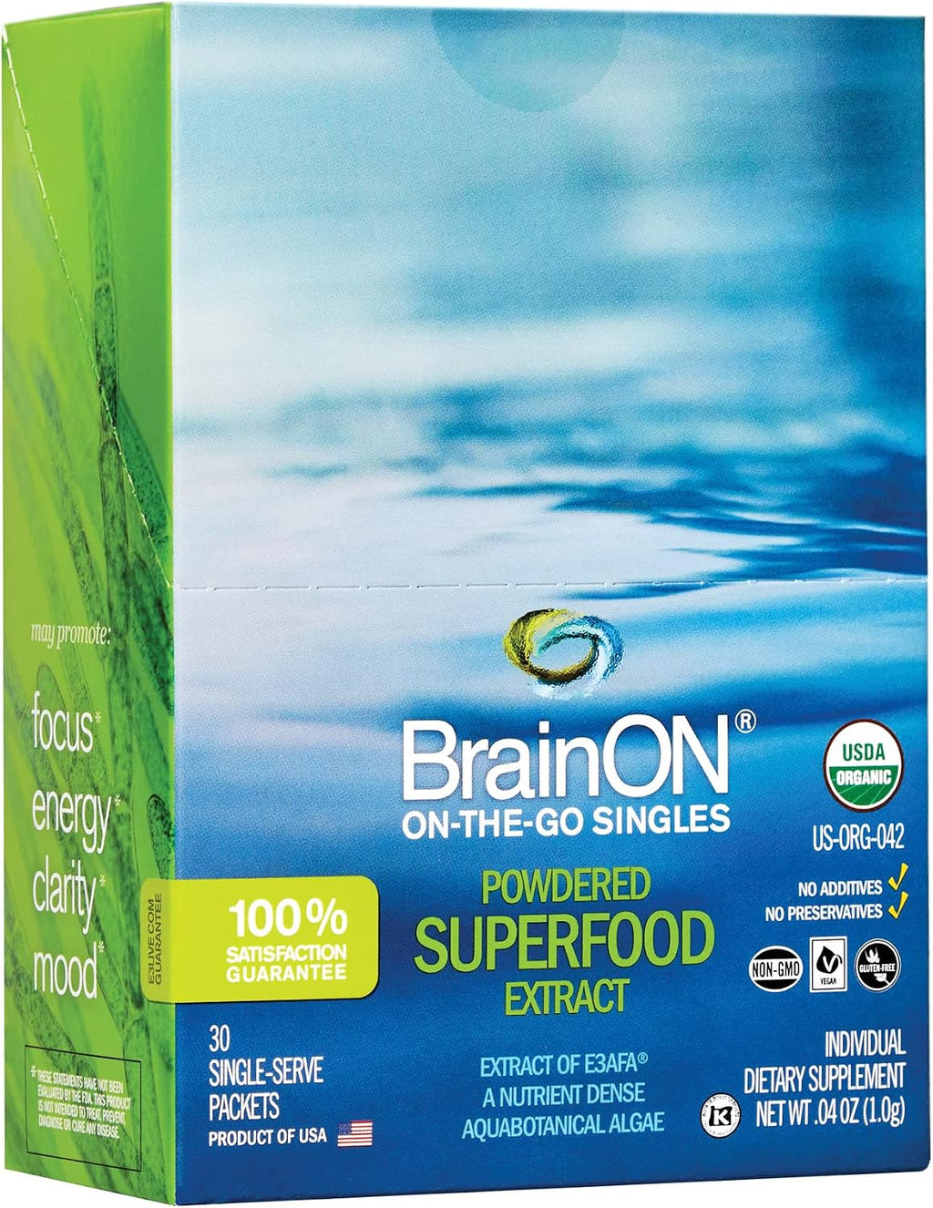 E3Live BrainOn On-The-Go-Singles, 30 unidades, 1 gramo