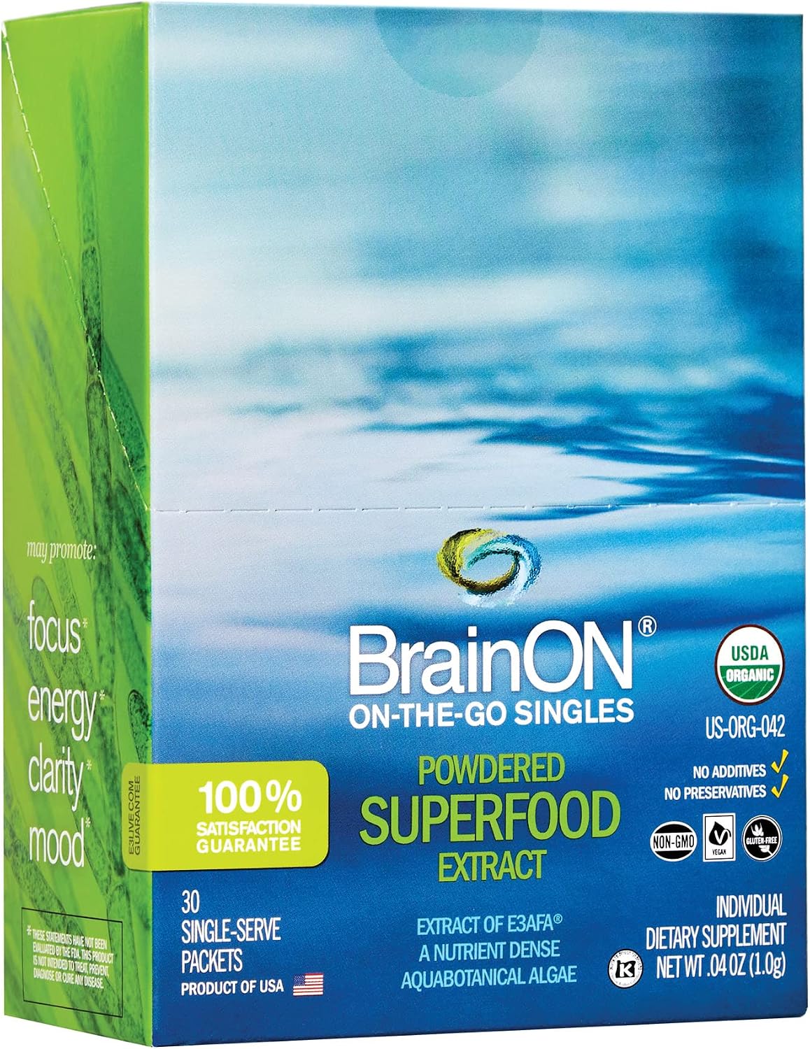 E3Live BrainOn On-The-Go-Singles, 30 unidades, 1 gramo