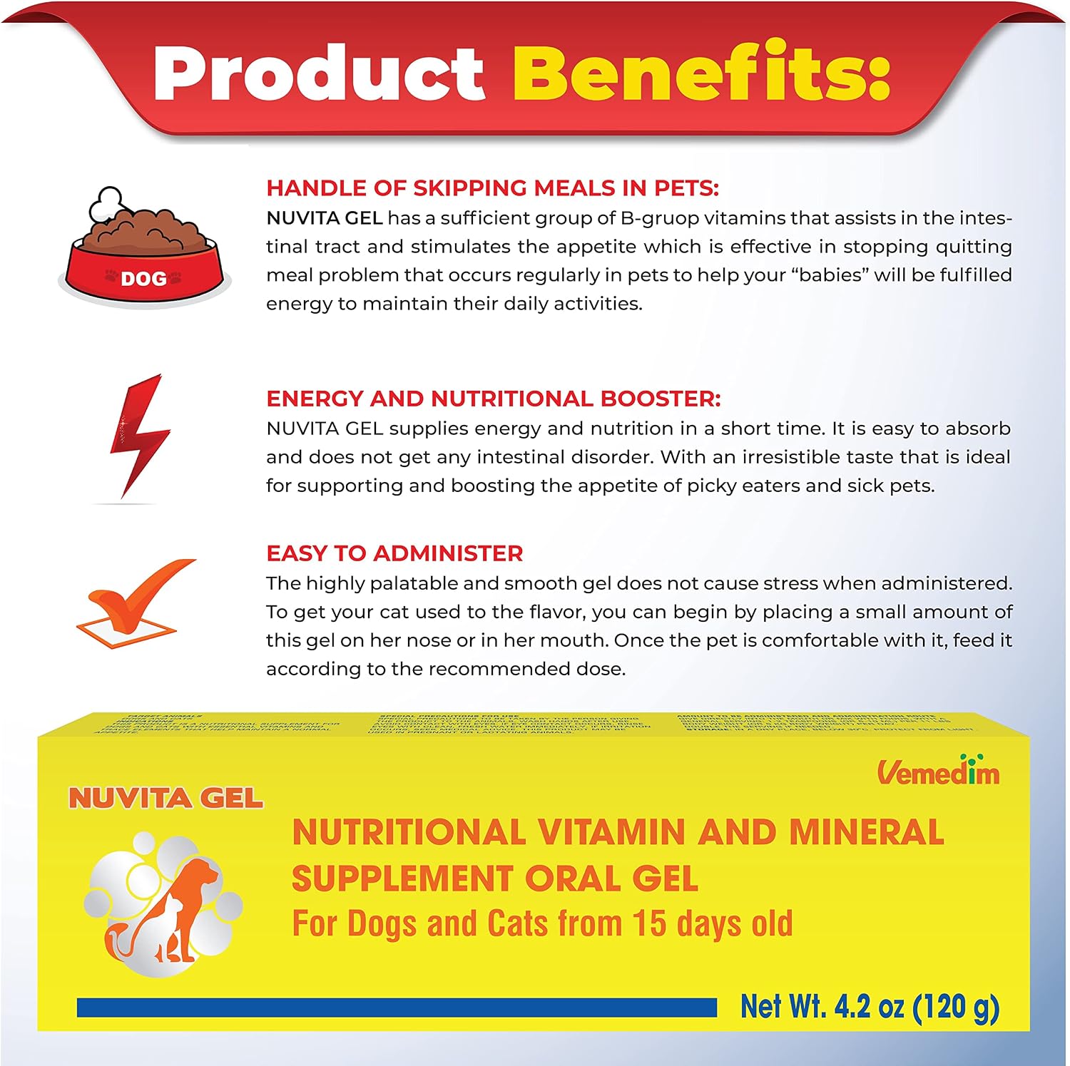 VEMEDIM Gel Multivitamínico Premium para Perros y Gatos - 120 g