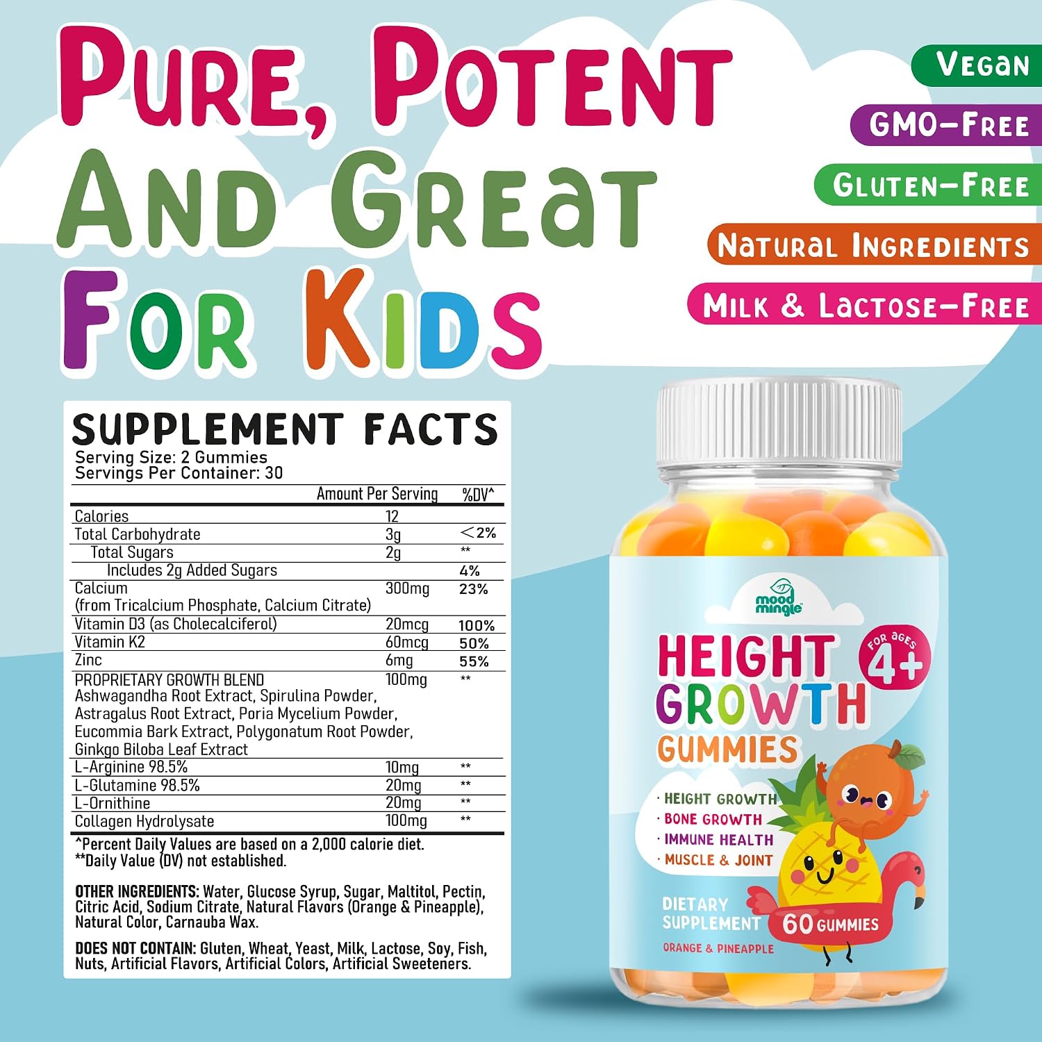 Mood Mingle Gominolas de Crecimiento para Niños y Adolescentes - Suplemento Multivitamínico