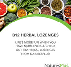 NaturesPlus Vitamina B12 1000 mcg - 30 comprimidos de fresa - Energía y salud inmunológica - Vegetariano, sin gluten