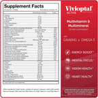 Vivioptal Active, 90 Softgels, Multivitamin with Ginseng and Omega-3, German Formula, Gluten-Free