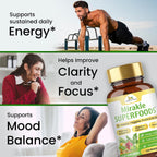 Organic Veda Mirakle Superfoods - Superalimentos Verdes con Probióticos, 40+ Nutrientes Orgánicos, Vitamina C y Resveratrol - 120 Cápsulas
