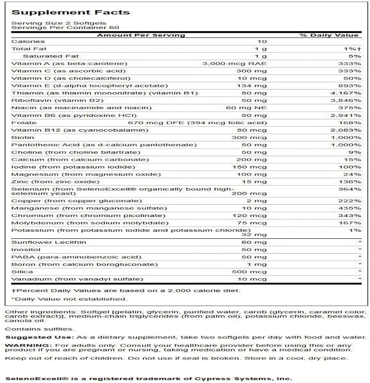 Swanson Multi Sin Hierro, Multivitamínico Diario para Adultos, 120 Cápsulas Blandas – Image 2
