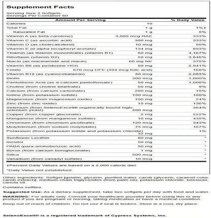 Swanson Multi Sin Hierro, Multivitamínico Diario para Adultos, 120 Cápsulas Blandas – Image 2