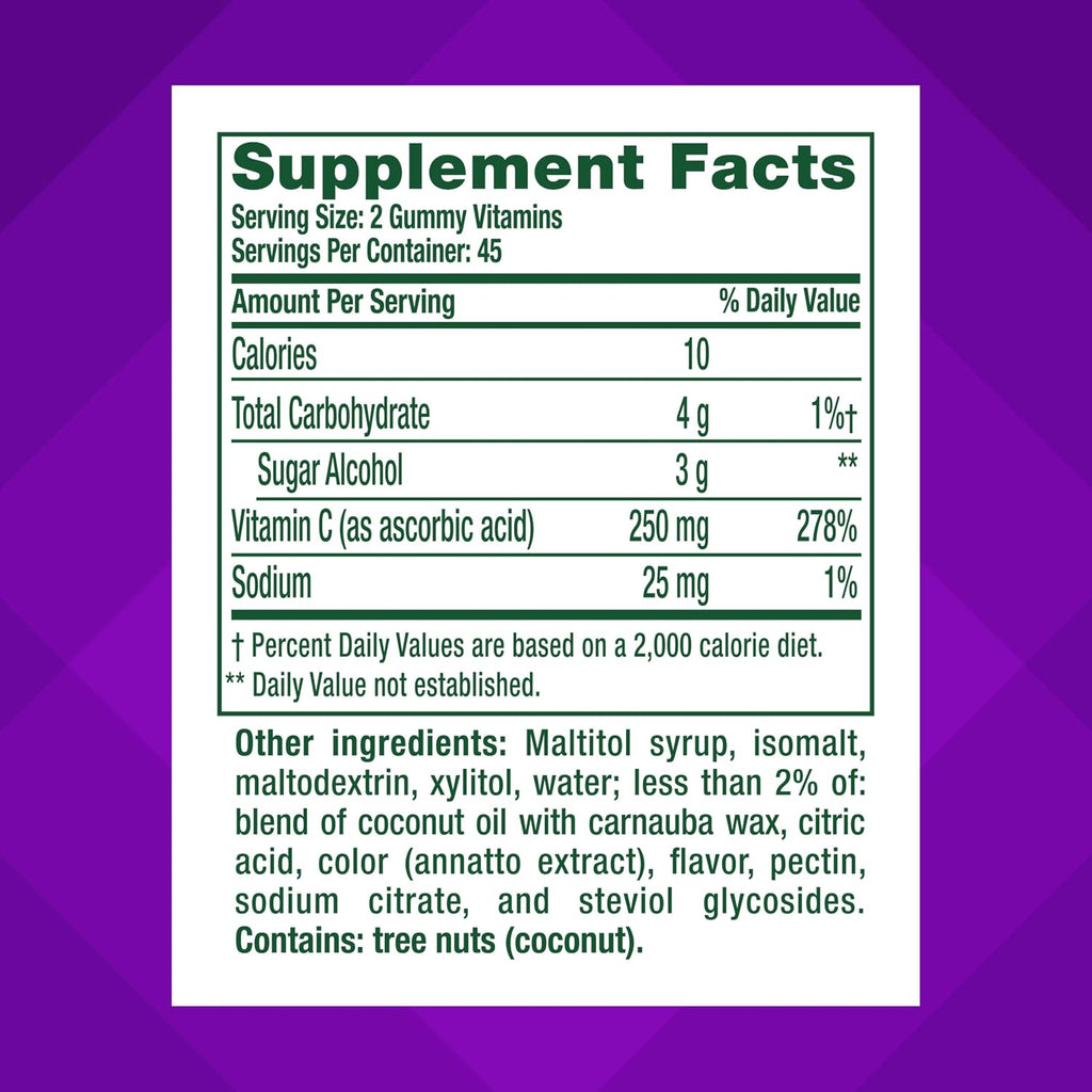 Vitafusion Sugar Free Power C Gominolas de Vitamina C, 90 unidades
