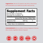 Suplemento de Berberina 500mg por Dosis (60 Cápsulas) - Berberina HCL para la Salud Digestiva