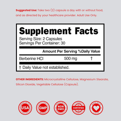 Suplemento de Berberina 500mg por Dosis (60 Cápsulas) - Berberina HCL para la Salud Digestiva – Image 6