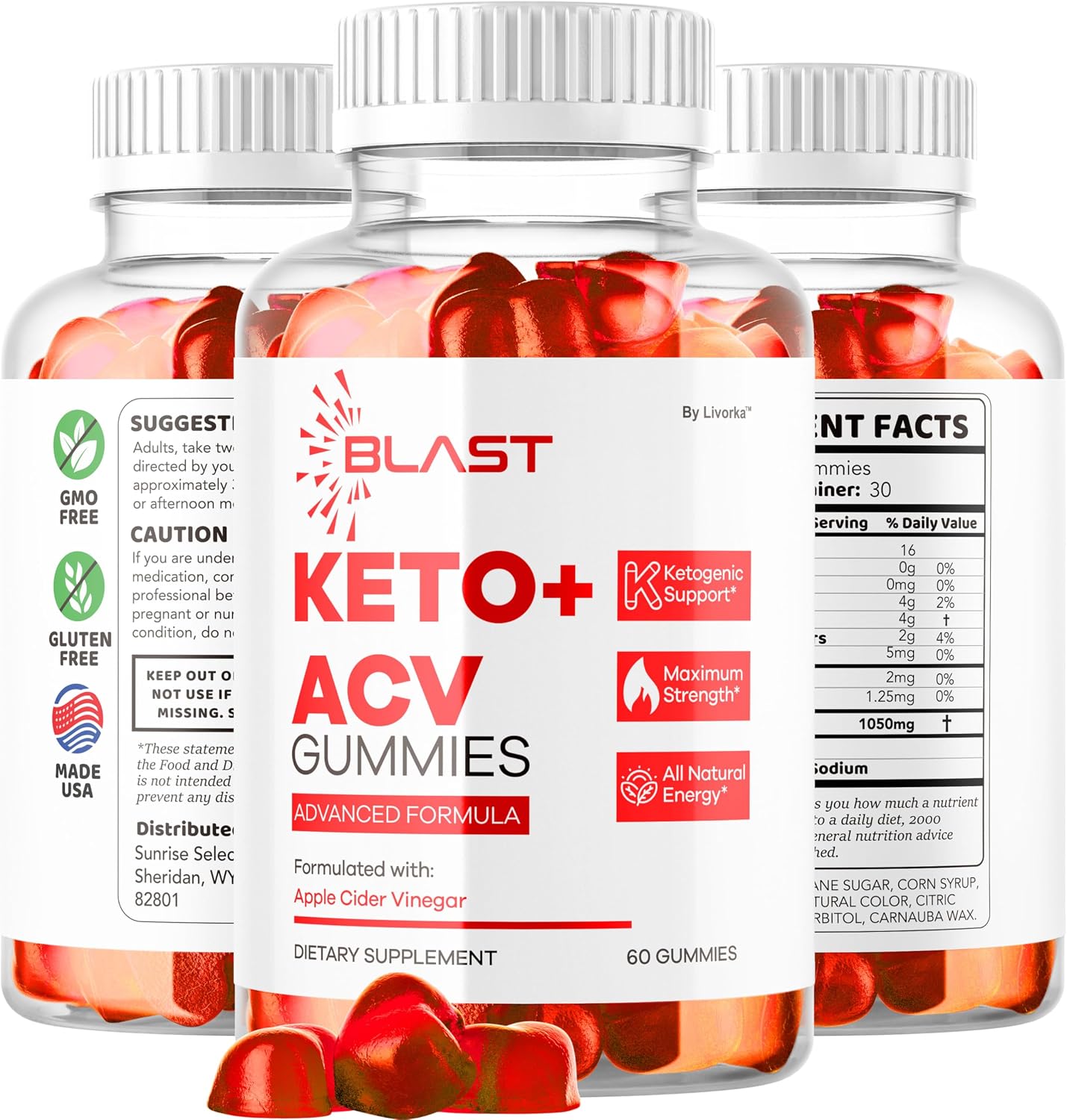 Blast Keto ACV Gummies - Pack Triple (180 Gominolas)