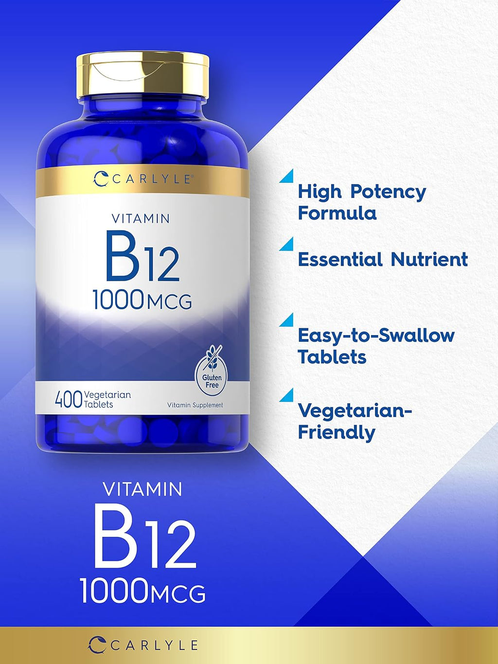 Carlyle Vitamina B12 1000 mcg - 400 Comprimidos Vegetarianos