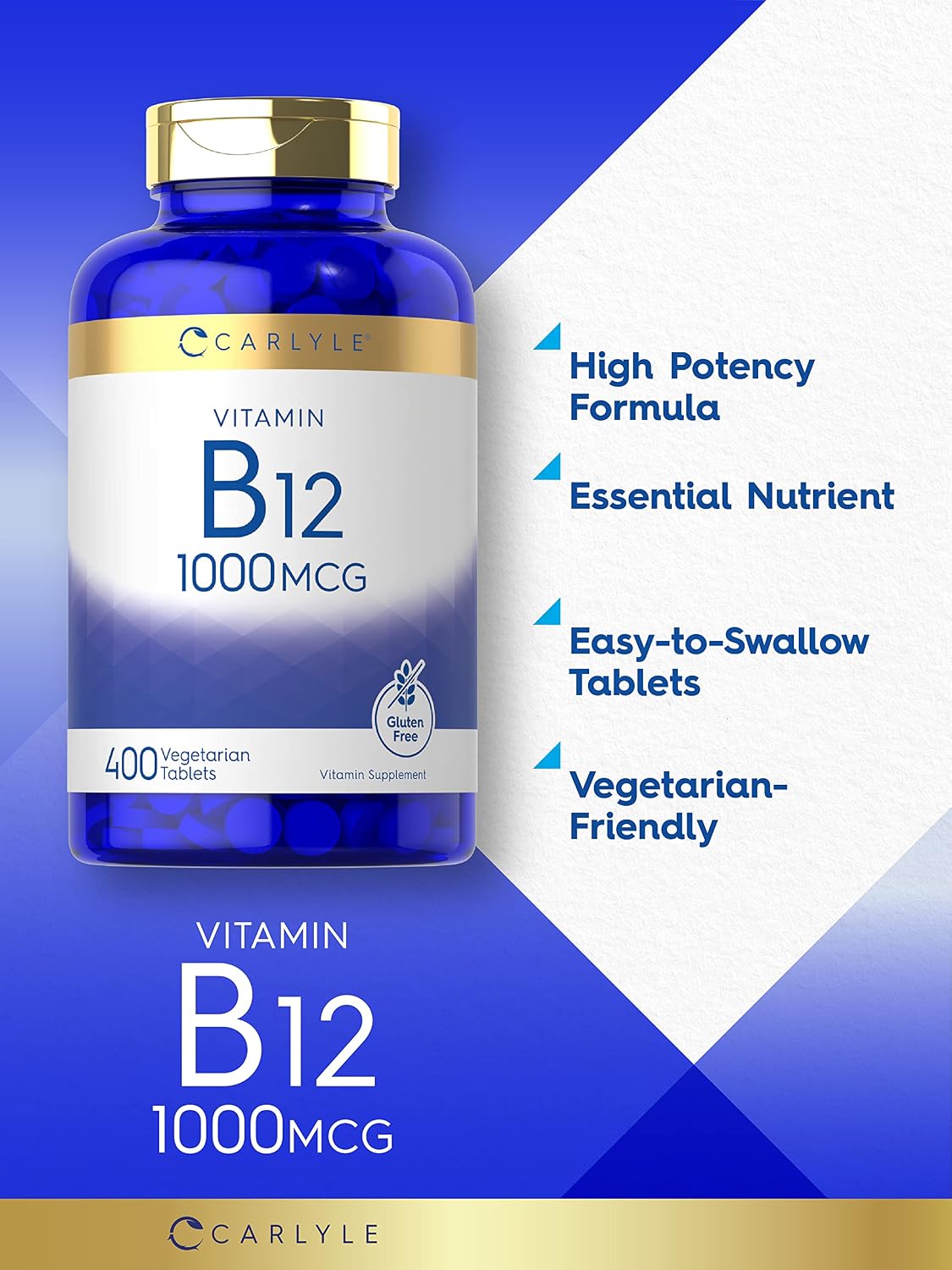 Carlyle Vitamina B12 1000 mcg - 400 Comprimidos Vegetarianos