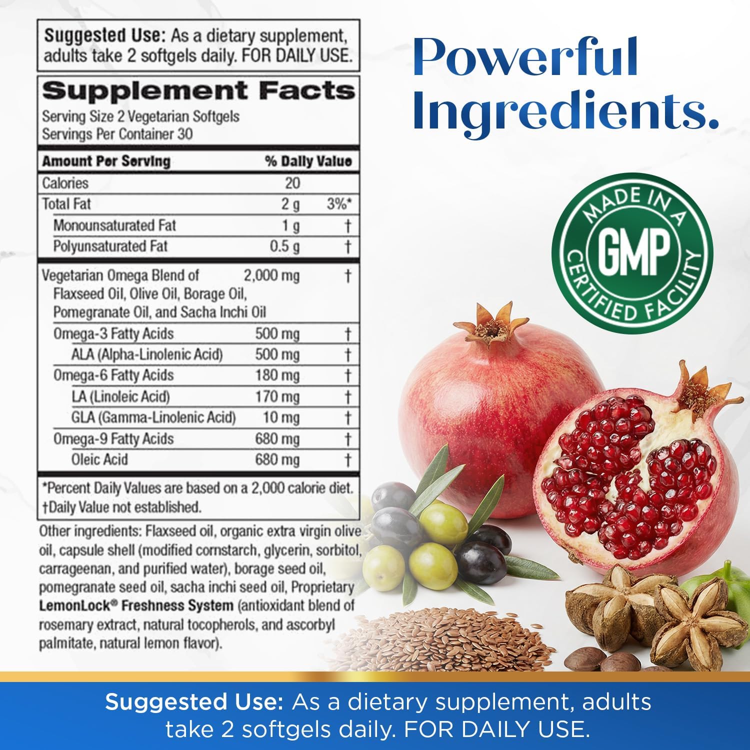 Purity Products Omega 3-6-9 Vegano – Fórmula 5 en 1 de Ácidos Grasos Esenciales (60 cápsulas blandas)