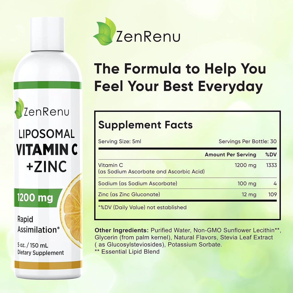 Zenrenu Bebida Liposomal de Vitamina C y Zinc (150 ml)