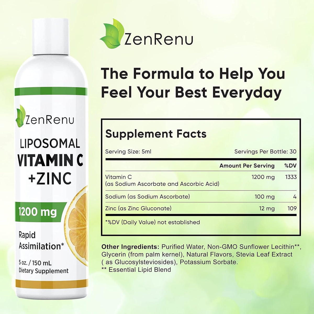 Zenrenu Bebida Liposomal de Vitamina C y Zinc (150 ml) – Image 5